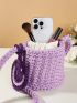 Mini Crochet Bag Expression Detail No-closure Cute Polyester