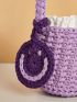 Mini Crochet Bag Expression Detail No-closure Cute Polyester