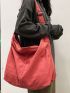 Large Hobo Bag Minimalist Solid Neon Red