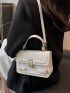 Buckle Decor Flap Square Bag Fashion White