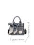 Mini Houndstooth Pattern Twilly Scarf Decor Square Bag for Women