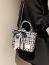 Mini Houndstooth Pattern Twilly Scarf Decor Square Bag for Women