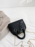 Mini Crocodile Embossed Black Elegant Dome Bag for Women
