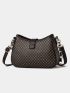 Geometric Pattern Chain & Buckle Decor Hobo Bag for Women
