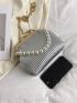 Metallic Pleated Embossed Dome Bag Kiss Lock & Faux Pearl Decor