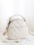 White Quilted Top Handle Satchel Bag for Women