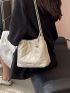 Quilted Hobo Bag Drawstring Design Small For Daily Work