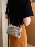 Mini Metallic Square Bag Crocodile Embossed Double Handle