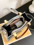 Mini Metallic Square Bag Crocodile Embossed Double Handle