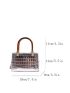 Mini Metallic Square Bag Crocodile Embossed Double Handle