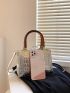 Mini Metallic Square Bag Crocodile Embossed Double Handle
