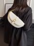 Small Saddle Bag Litchi Embossed Buckle Decor Chain Strap For Daily
