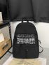 Medium Classic Backpack Letter Print Black Unisex For School