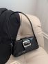 Metallic Baguette Bag Eyelet & Buckle Decor PU Funky For Daily Life