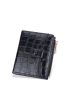Crocodile Embossed Small Wallet Pink Fashionable Credit Card Holder For Daily