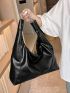 Black Shoulder Tote Bag Metal Decor Chain Strap For Work