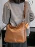 Large Hobo Bag Brown Stitch Detail With Bag Charm For Work