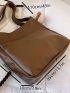 Large Hobo Bag Brown Stitch Detail With Bag Charm For Work