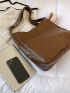 Large Hobo Bag Brown Stitch Detail With Bag Charm For Work