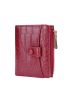 Crocodile Embossed Small Wallet Burgundy Fashionable Credit Card Holder For Daily