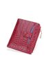 Crocodile Embossed Small Wallet Burgundy Fashionable Credit Card Holder For Daily