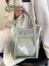 Mini Contrast Binding Bucket Bag Waterproof PVC With Inner Pouch For Beach, Clear Bag