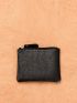 Pu Litchi Embossed Coin Purse Black Zipper