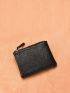 Pu Litchi Embossed Coin Purse Black Zipper