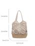 Plain Tote Bag Vacation Hollow Decor Double Handle No-closure For Travel