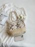Plain Tote Bag Vacation Hollow Decor Double Handle No-closure For Travel