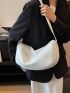 Minimalist Hobo Bag PU Black For Daily Life