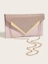 Glitter Metal Decor Flap Chain Square Bag