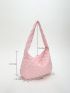 Oversized Hobo Bag Quilted Pattern Pink