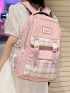 Plaid Pattern Classic Backpack Release Buckle Decor Preppy For School