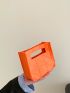 Mini Square Bag Neon Orange Stitch Detail Polyester Funky For Daily Life
