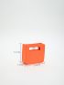 Mini Square Bag Neon Orange Stitch Detail Polyester Funky For Daily Life