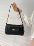 Medium Square Bag Turn Lock Pocket Front Minimalist