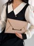 Crocodile Embossed Envelope Bag Metal Decor Contrast Binding Felt