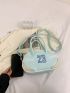 Number Print Square Bag Double Handle