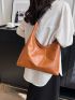Minimalist Vintage Brown Shoulder Tote Bag for Women