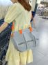 Oversized Shoulder Tote Bag Fashionable Letter Graphic Nylon For Daily Life