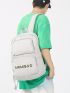 Preppy Functional Backpack Letter Graphic Zipper For School