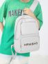Preppy Functional Backpack Letter Graphic Zipper For School