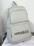 Preppy Functional Backpack Letter Graphic Zipper For School