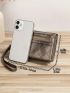 Stitch Detail Small Wallet PU Brown For Daily Life