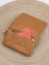 Fashionable Brown Small Wallet Shamrock Decor Stitch Detail PU For Daily Life