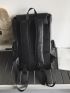 PU Flap Backpack Buckle & Letter Patch Decor Stitch Detail Vintage