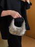 Mini Snakeskin Embossed Hobo Bag Funky Silver