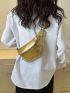 Mini Fanny Pack Metallic Crocodile Embossed PU Funky For Daily Life