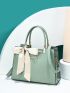 Random Twilly Scarf Decor Top Handle Bag PU Litchi Embossed For Daily Life